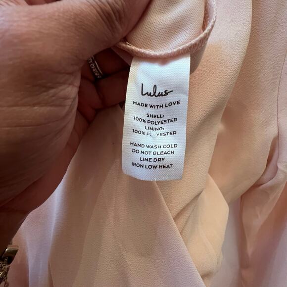 Lulus Wondrous Water Lilies Blush Pink Maxi Bridesmaid Dress Women's Size M - Picture 7 of 8